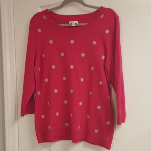 Croft & Barrow Pink Polka Dot Sweater